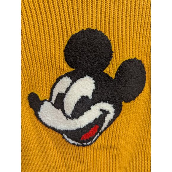 Junior size gold Mickey Mouse turtle neck knit varsity style sweater, Forever 21 - Picture 3 of 11